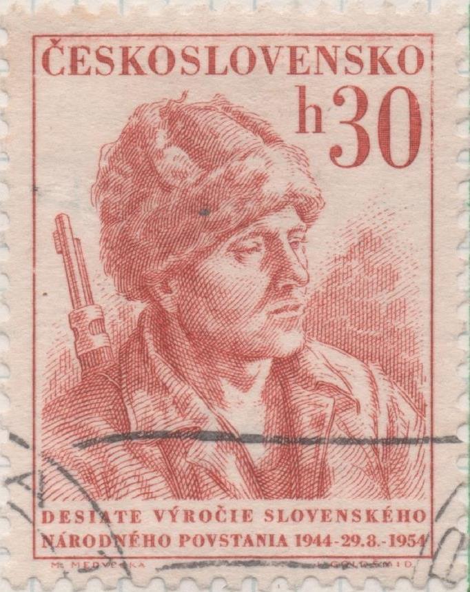 Sello E00664: hoja 46, Checoslovaquia: Sello Rojo teja dentado. Aniv. Insurrección Eslovaca, 30 Haleru
