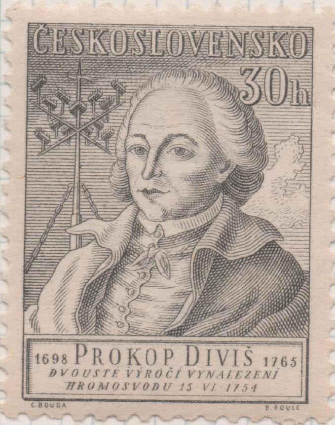 Sello E00663: hoja 45, Checoslovaquia: Sello Gris dentado. Prokop Divis, 3 Haleru