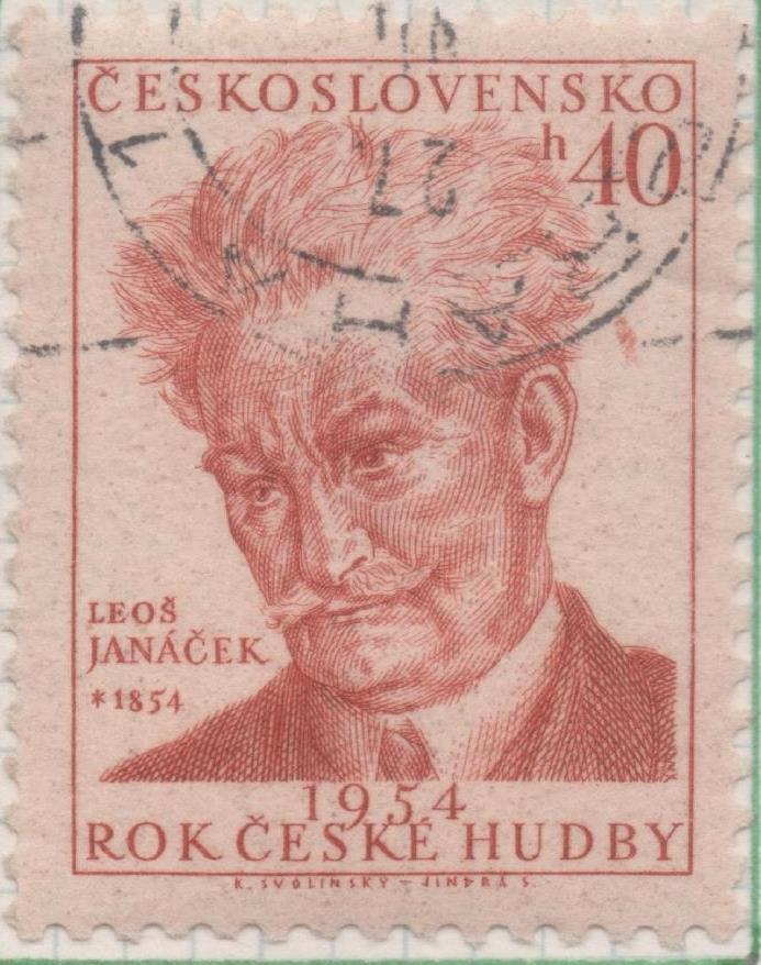Sello E00661: hoja 45, Checoslovaquia: Sello Naranja oscuro dentado. Aniv. Musica Nacional. Leoš Janáček, 40 Haleru