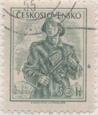 Sello E00648: hoja 45, Checoslovaquia: Sello Verde dentado. Checoslovaquia en el trabajo, 50 Haleru