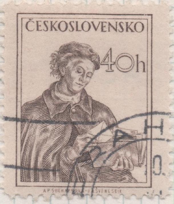 Sello E00646: hoja 45, Checoslovaquia: Sello Marron dentado. Checoslovaquia en el trabajo, 40 Haleru