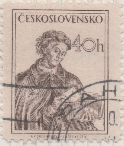 Sello E00646: hoja 45, Checoslovaquia: Sello Marron dentado. Checoslovaquia en el trabajo, 40 Haleru