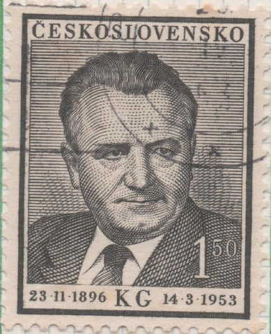 Sello E00608: hoja 42, Checoslovaquia: Sello Gris oscuro dentado. Muerte Presidente Gottwald, 1,50 Koruna