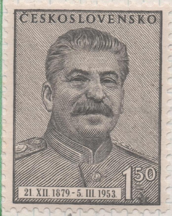 Sello E00607: hoja 42, Checoslovaquia: Sello Gris dentado. Muerte de Stalin, 1,50 Koruna