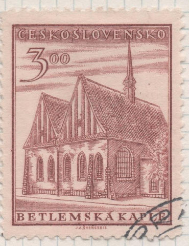 Sello E00569: hoja 39, Checoslovaquia: Sello Marron rojizo dentado. Jean Hus, 3 Koruny