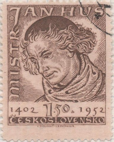 Sello E00568: hoja 39, Checoslovaquia: Sello Marron dentado. Jean Hus, 1,50 Koruny