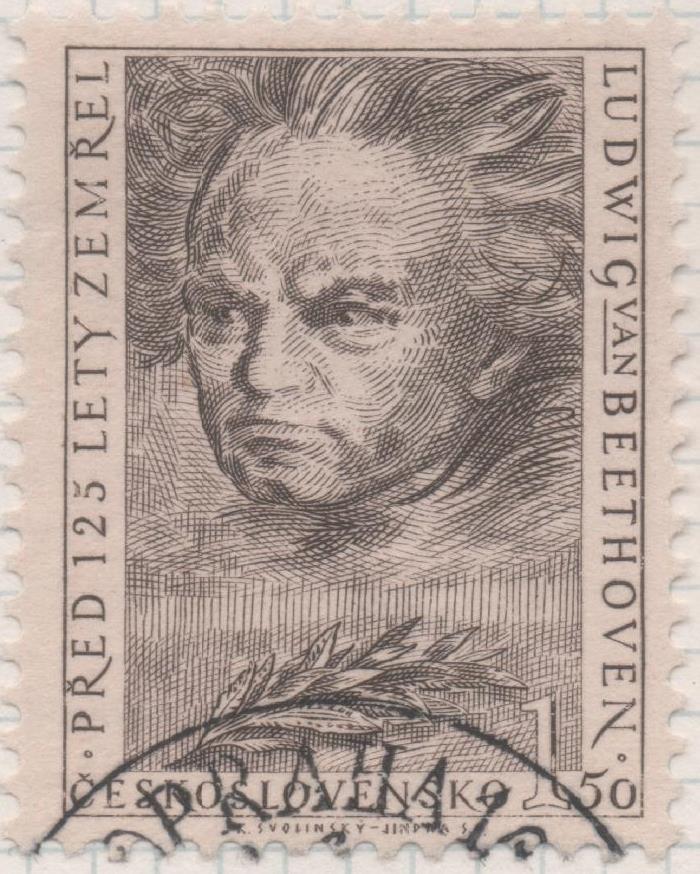 Sello E00565: hoja 39, Checoslovaquia: Sello Gris dentado. Festival Internacional de Praga, 1,50 Koruna