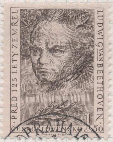 Sello E00565: hoja 39, Checoslovaquia: Sello Gris dentado. Festival Internacional de Praga, 1,50 Koruna