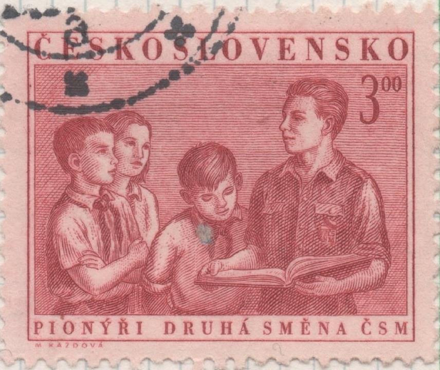 Sello E00564: hoja 39, Checoslovaquia: Sello Rojo oscuro dentado.  Día Internacional de la Infancia, 3 Koruny