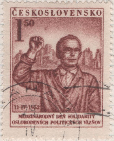 Sello E00554: hoja 38, Checoslovaquia: Sello Marron rojizo dentado. Liberación Presos Politicos, 1,50 Koruna
