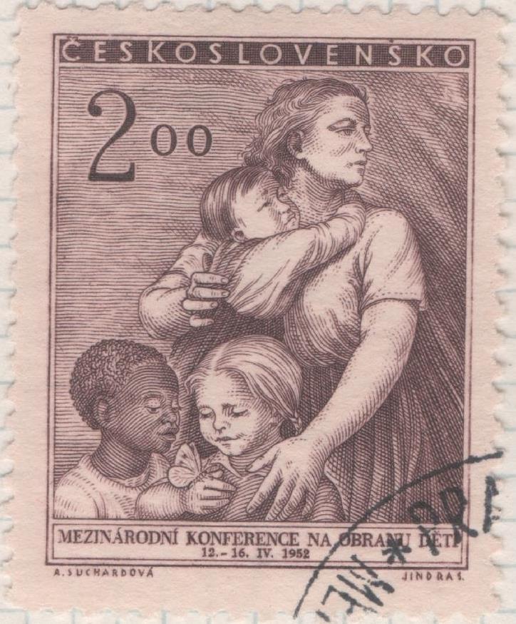 Sello E00547: hoja 38, Checoslovaquia: Sello Marron dentado. Protección a la Infancia, 2 Koruny