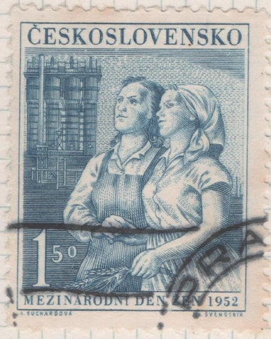 Sello E00546: hoja 38, Checoslovaquia: Sello Azul dentado. Día de la Mujer, 1,50 Koruna
