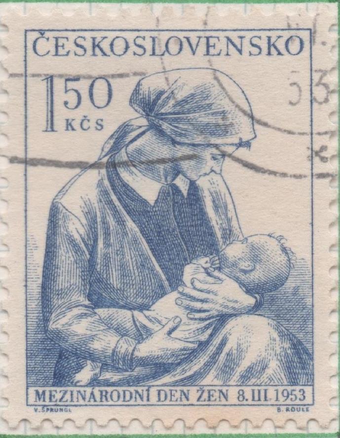 Sello E00605: hoja 41, Checoslovaquia: Sello Azul dentado. Día Intern de la Mujer, 1,50 Koruna