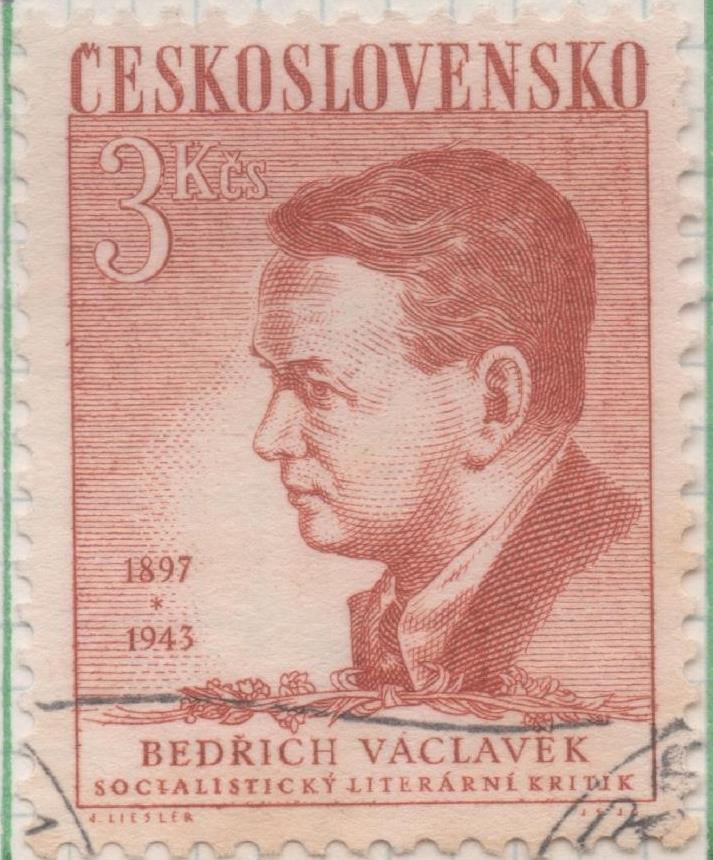 Sello E00604: hoja 41, Checoslovaquia: Sello Marron claro dentado. Escritor Bedrich Vaclavek, 3 Koruny