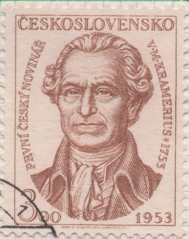 Sello E00602: hoja 41, Checoslovaquia: Sello Marron claro dentado. Escritores y Poetas Nacionales, 3 Koruny