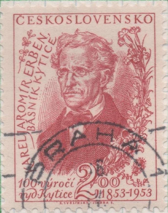 Sello E00601: hoja 41, Checoslovaquia: Sello Granate dentado. Escritores y Poetas Nacionales, 2 Koruny