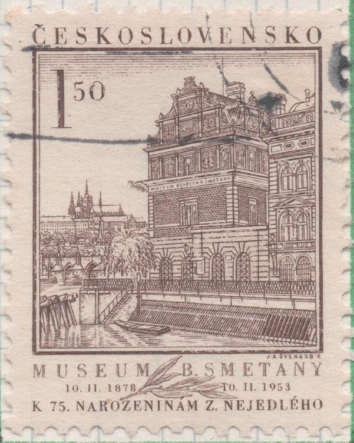 Sello E00594: hoja 41, Checoslovaquia: Sello Marron claro dentado. Aniv Doctor Zdenek Nejedly, 1,50 Koruna