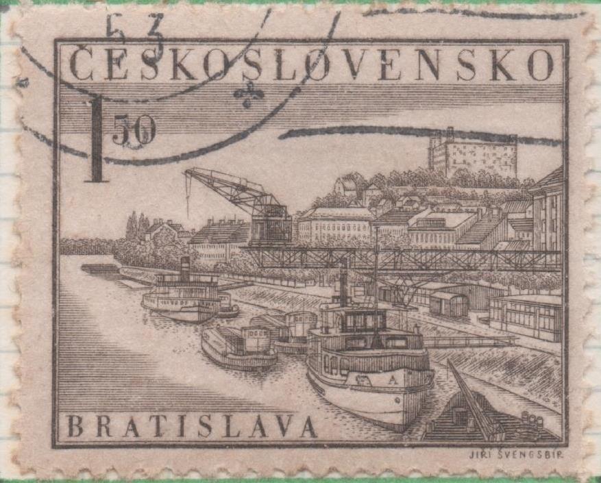 Sello E00586: hoja 40, Checoslovaquia: Sello Marron oscuro dentado. Expo. Filateli Nacional de Bratislava, 1,50 Koruna