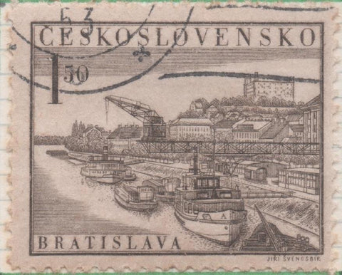 Sello E00586: hoja 40, Checoslovaquia: Sello Marron oscuro dentado. Expo. Filateli Nacional de Bratislava, 1,50 Koruna