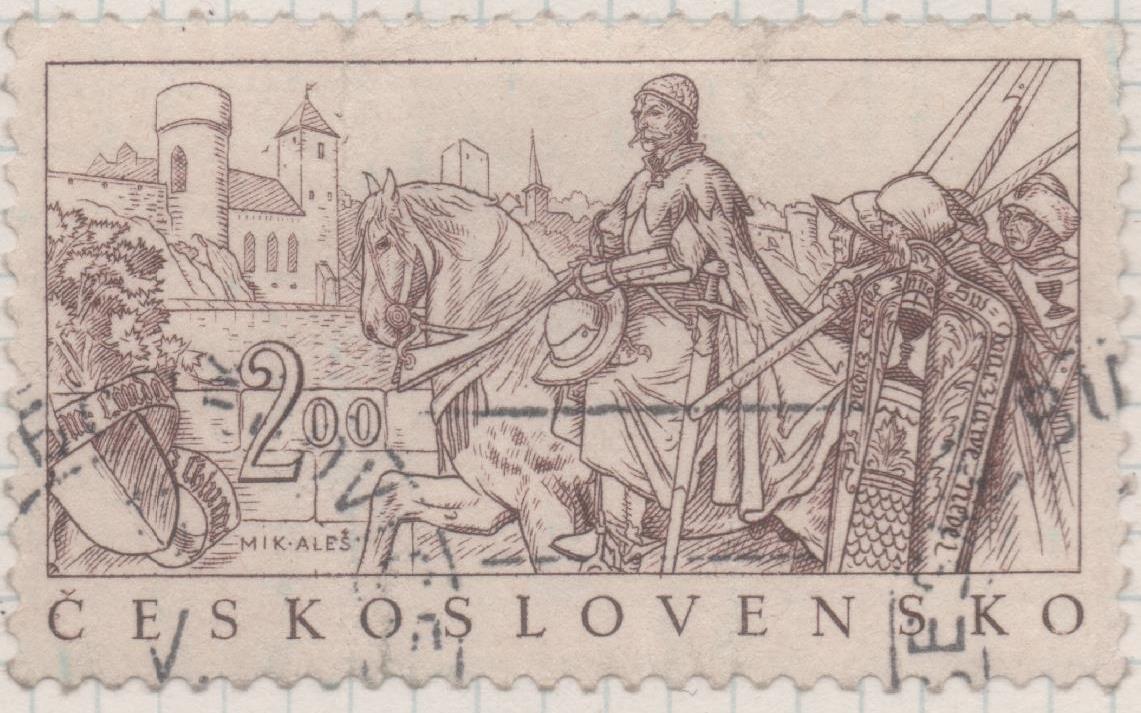 Sello E00582: hoja 40, Checoslovaquia: Sello Marron claro dentado. Aniversario Pintor Mikulas Alés, 2 Koruny