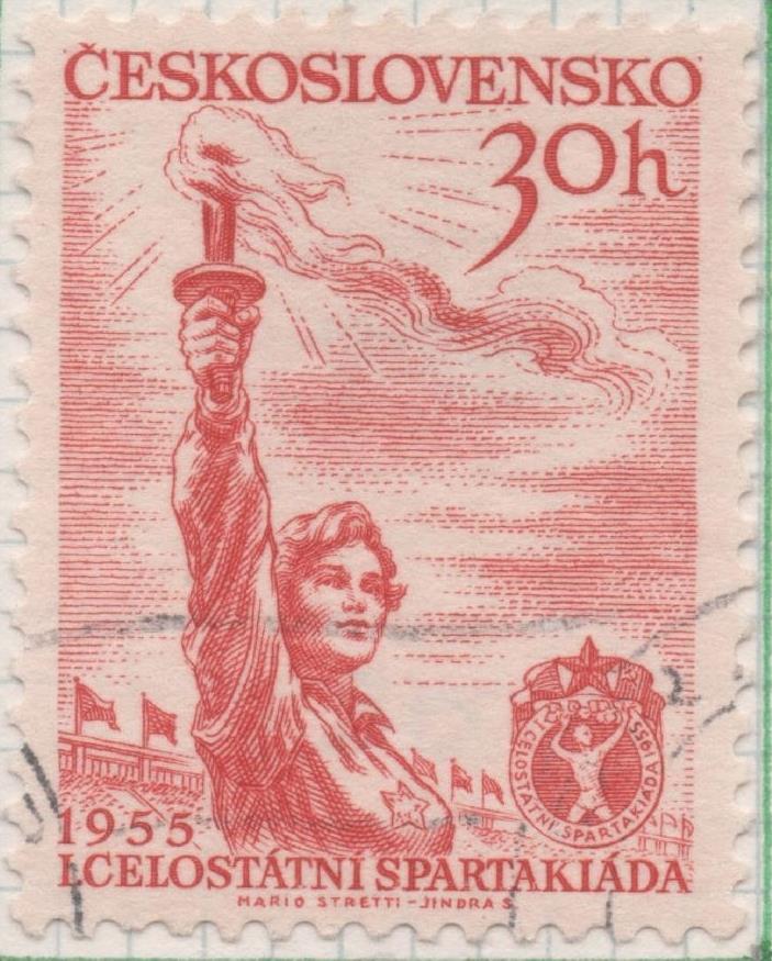Sello E00676: hoja 46, Checoslovaquia: Sello Rojo dentado. 1ª Spartaquiada Nacional, 30 Haleru