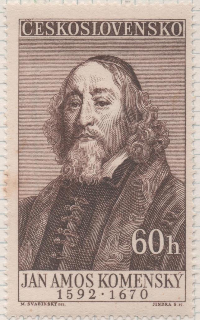 Sello E00771: hoja 53, Checoslovaquia: Sello Marron dentado. Opera. Jan Amos Komensky, 60 Haleru