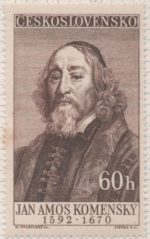 Sello E00771: hoja 53, Checoslovaquia: Sello Marron dentado. Opera. Jan Amos Komensky, 60 Haleru