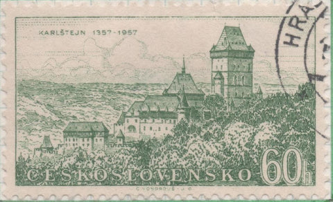 Sello E00770: hoja 52, Checoslovaquia: Sello Verde dentado. Aniv de Ciudades y lugares típicos. Karlštejn, 60 Haleru