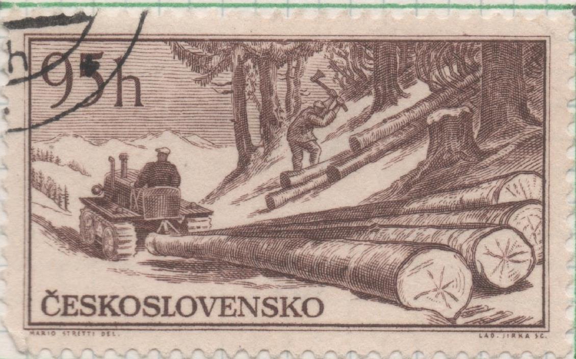 Sello E00751: hoja 51, Checoslovaquia: Sello Marron oscuro dentado. Riquezas Nacionales, 95 Haleru