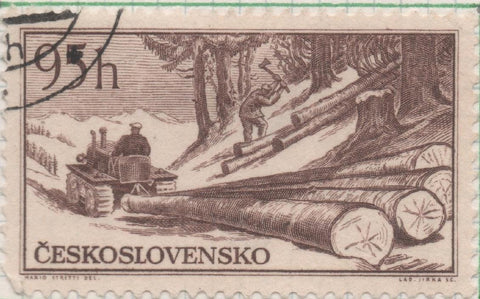 Sello E00751: hoja 51, Checoslovaquia: Sello Marron oscuro dentado. Riquezas Nacionales, 95 Haleru