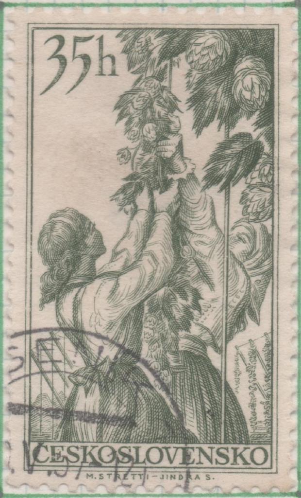 Sello E00749: hoja 51, Checoslovaquia: Sello Verde dentado. Riquezas Nacionales, 35 Haleru