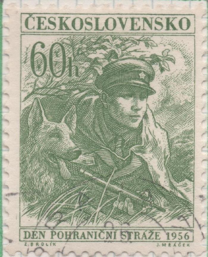 Sello E00747: hoja 51, Checoslovaquia: Sello Verde dentado. En Honor a la Guardia Fronteriza, 60 Haleru