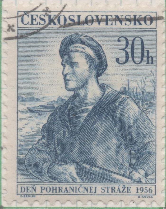 Sello E00746. hoja 51, Checoslovaquia: Sello Azul  dentado. En Honor a la Guardia Fronteriza, 30 Haleru