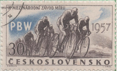 Sello E00776: hoja 53, Checoslovaquia: Sello Azul y gris dentado. Serie Deportiva, 30 Haleru