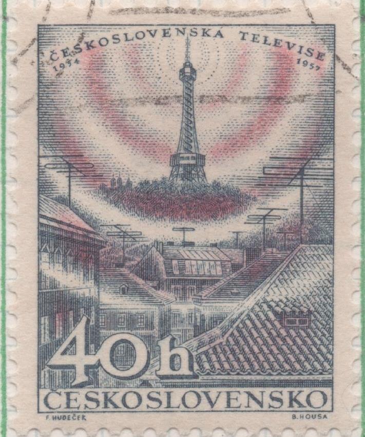 Sello E00805: hoja 55, Checoslovaquia: Sello Azul y Rosa dentado. Televisión, 40 Haleru