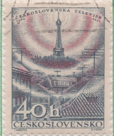 Sello E00805: hoja 55, Checoslovaquia: Sello Azul y Rosa dentado. Televisión, 40 Haleru