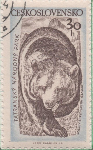 Sello E00804: hoja 54; Checoslovaquia: Sello Marron y azul dentado. Parque Nacional Monte Tatra, 30 Haleru