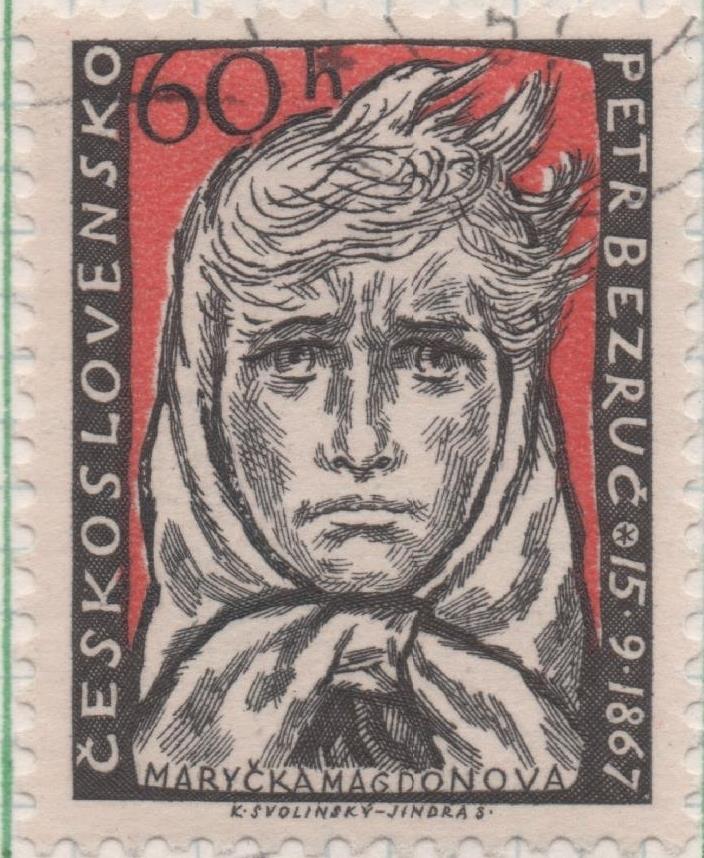 Sello E00799: hoja 54, Checoslovaquia: Sello Rojo y negro dentado. 90 Aniv Peir Bezruc, 60 Haleru