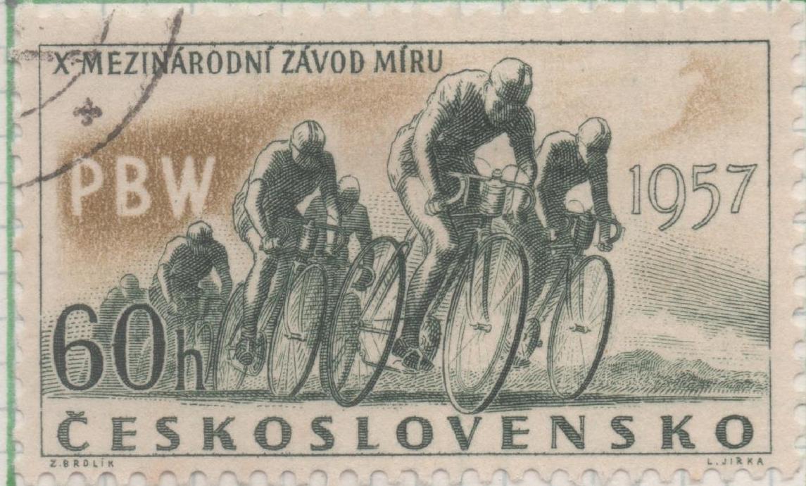 Sello E00777: hoja 53, Checoslovaquia: Sello Amarillo y verde dentado. Serie Deportiva, 60 Haleru