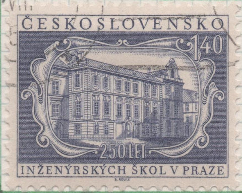 Sello E00794: hoja 54, Checoslovaquia: Sello Lila oscuro dentado. Aniv. Escuela de Ingenieros de Praga. Escuel de Ingenieros en Praga, 250 años, 1,40 Koruna