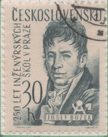 Sello E00791: hoja 54, Checoslovaquia: Sello Azul grisaceo dentado. Aniv. Escuela de Ingenieros de Praga. Josef Božek, 30 Haleru