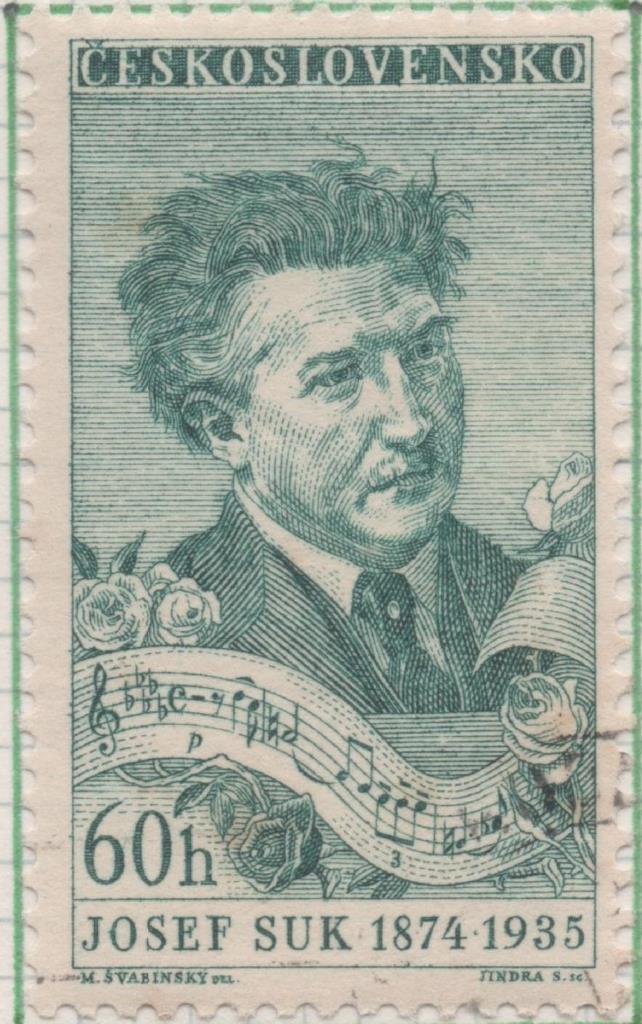 Sello E00786: hoja 53, Checoslovaquia: Sello Verde dentado. Festival de Música. Josef Suk, 60 Haleru