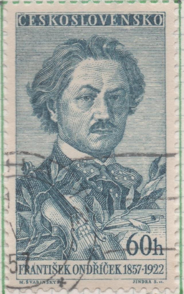 Sello E00784: hoja 53, Checoslovaquia: Sello Azul dentado. Festival de Música. František Ondříček, 60 Haleru