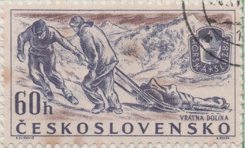 Sello E00779: hoja 53, Checoslovaquia: Sello Azul ocuro y marron dentado. Serie Deportiva, 60 Haleru