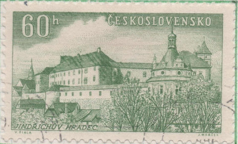 Sello E00705: hoja 48, Checoslovaquia: Sello Verde dentado. Mansiones de la Bohemia Miridional, 60 Haleru