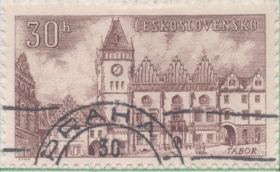Sello E00704: hoja 48, Checoslovaquia: Sello Marron violaceo dentado. Mansiones de la Bohemia meridional, 30 Haleru
