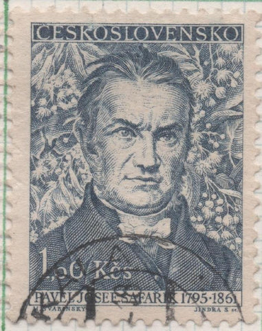 Sello E00693: hoja 47, Checoslovaquia: Sello Azul dentado. Personajes. Pavel Josef Šafařík: Escritor, 1,60 Koruna