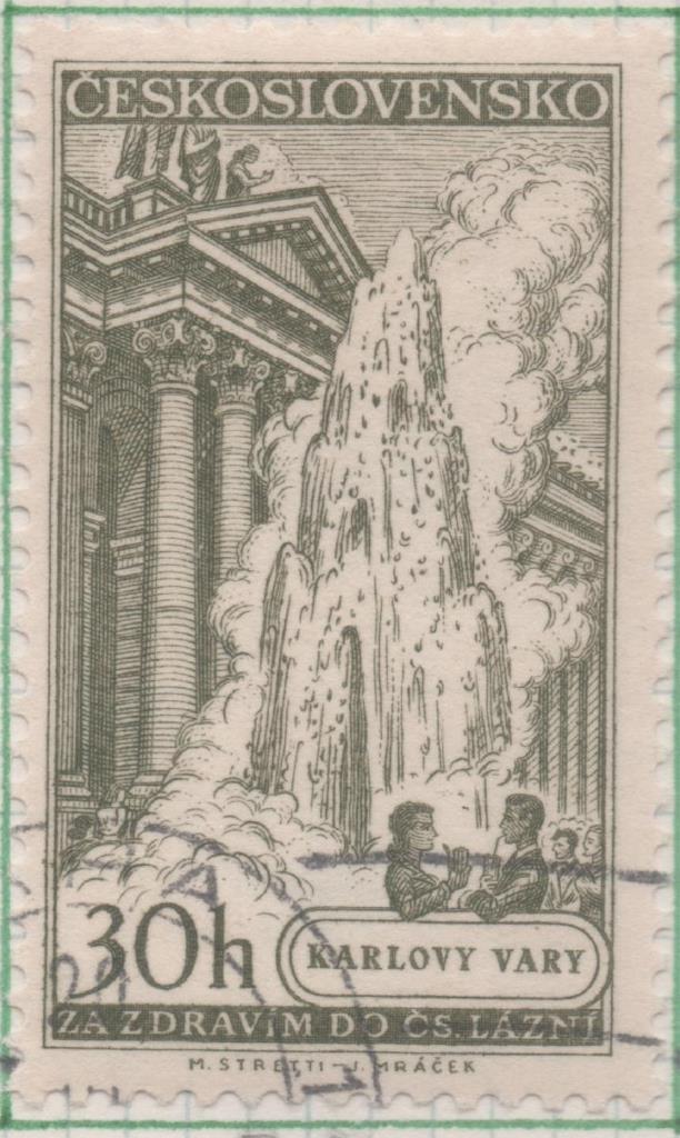 Sello E00730: hoja 50, Checoslovaquia: Sello verde claro dentado. Villas de Reposo, 30 Haleru
