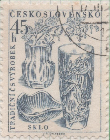 Sello E00723: hoja 49: Checoslovaquia: Sello Azul oscuro dentado. Productos de Importación, 45 Haleru