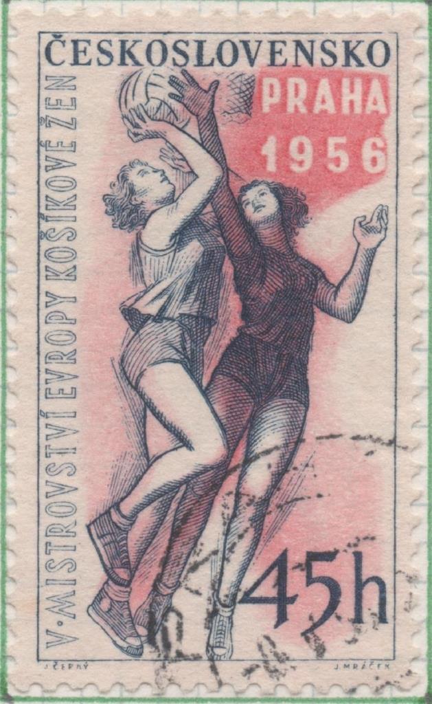 Sello E00721: hoja 49, Checoslovaquia: Sello Rojo dentado. Hazañas deportivas del año, 45 Haleru